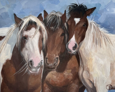 Pittura intitolato "Horses 5" da Olia Tomkova, Opera d'arte originale, Acrilico