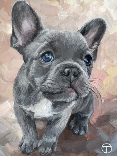 Schilderij getiteld "French Bulldog 8" door Olia Tomkova, Origineel Kunstwerk, Acryl