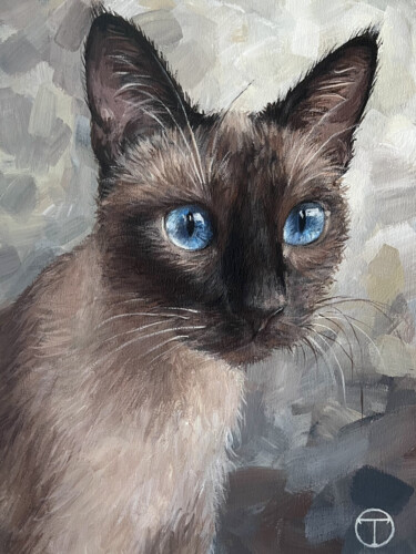 Painting titled "Siamese cat 4" by Olia Tomkova, Original Artwork, Acrylic