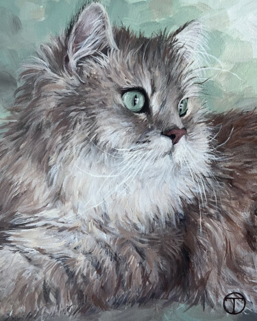 Картина под названием "Cat 22" - Olia Tomkova, Подлинное произведение искусства, Акрил