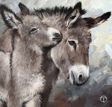 Peinture intitulée "Donkeys 3" par Olia Tomkova, Œuvre d'art originale, Acrylique