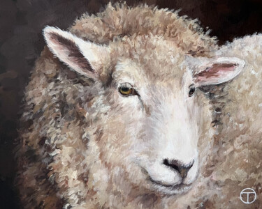 Painting titled "Sheep #2" by Olia Tomkova, Original Artwork, Acrylic