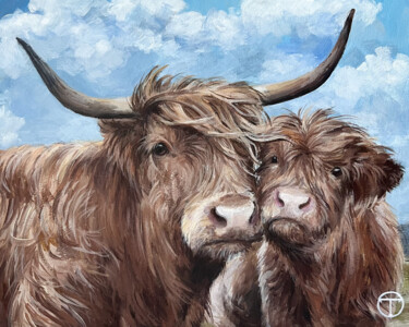 Peinture intitulée "Cows 3" par Olia Tomkova, Œuvre d'art originale, Acrylique