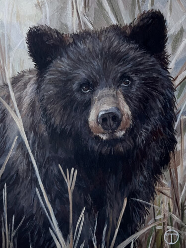 Schilderij getiteld "Black bear" door Olia Tomkova, Origineel Kunstwerk, Acryl