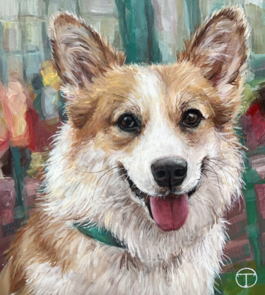 Painting titled "Corgi 6" by Olia Tomkova, Original Artwork, Acrylic