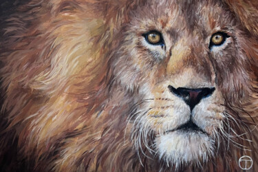Painting titled "Lion" by Olia Tomkova, Original Artwork, Acrylic