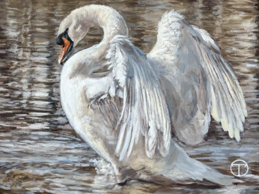 Malarstwo zatytułowany „Swan” autorstwa Olia Tomkova, Oryginalna praca, Akryl