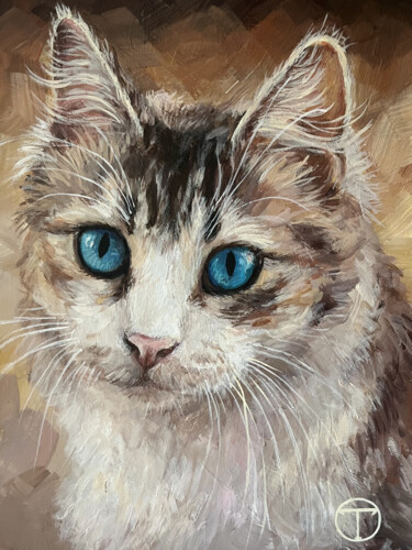 Painting titled "Cat 24" by Olia Tomkova, Original Artwork, Acrylic