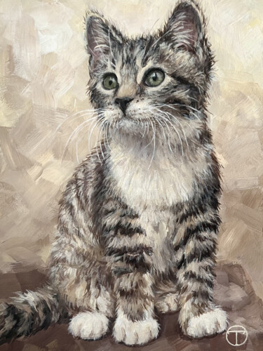 Картина под названием "Cat 25" - Olia Tomkova, Подлинное произведение искусства, Акрил
