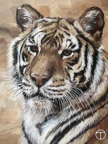 Schilderij getiteld "Tiger 3" door Olia Tomkova, Origineel Kunstwerk, Acryl