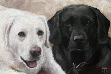 Painting titled "Bailey and Brody (C…" by Olia Tomkova, Original Artwork, Acrylic