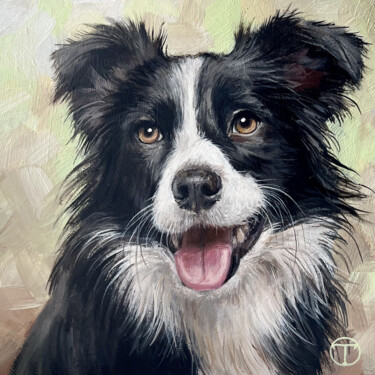 Painting titled "Border Collie 7" by Olia Tomkova, Original Artwork, Acrylic