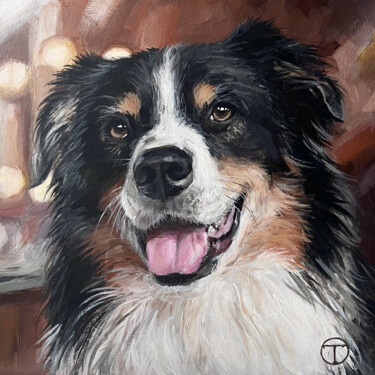 Painting titled "Australian Shepherd…" by Olia Tomkova, Original Artwork, Acrylic