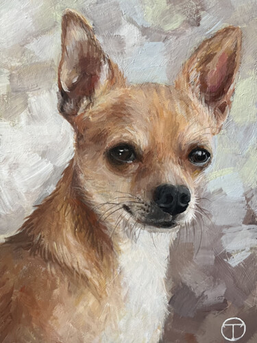 Painting titled "Chihuahua 3" by Olia Tomkova, Original Artwork, Acrylic
