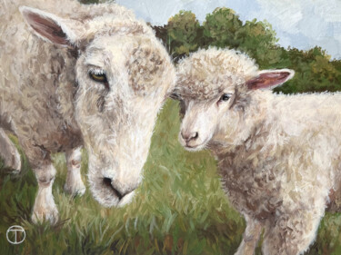 Painting titled "Sheeps 5" by Olia Tomkova, Original Artwork, Acrylic