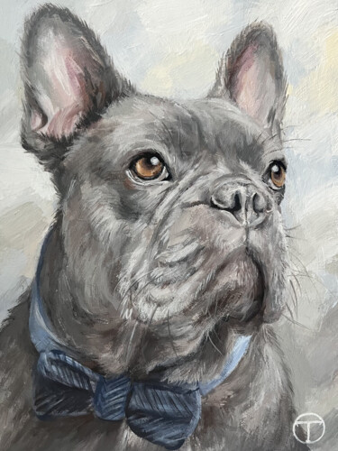 Painting titled "French bulldog 10" by Olia Tomkova, Original Artwork, Acrylic