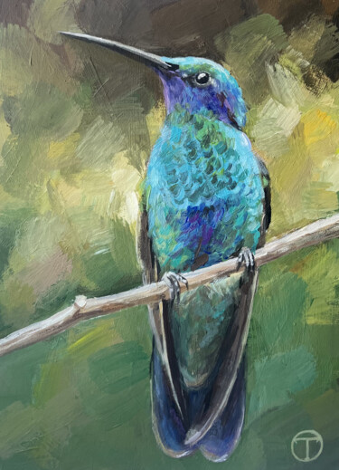 Pintura intitulada "Hummingbird 2" por Olia Tomkova, Obras de arte originais, Acrílico