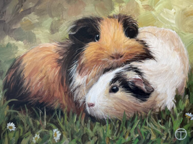 Painting titled "Guinea pigs" by Olia Tomkova, Original Artwork, Acrylic