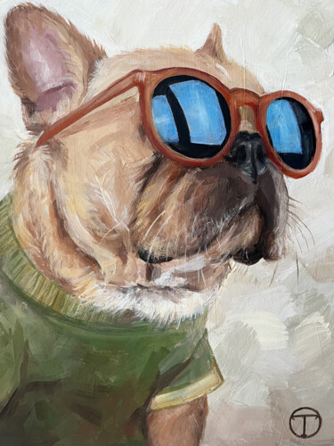Schilderij getiteld "French bulldog 11" door Olia Tomkova, Origineel Kunstwerk, Acryl