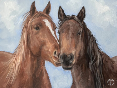 Картина под названием "Horses #7" - Olia Tomkova, Подлинное произведение искусства, Акрил