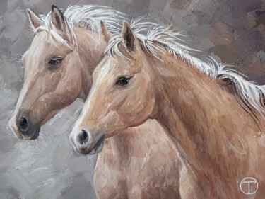 Картина под названием "Horses #8" - Olia Tomkova, Подлинное произведение искусства, Акрил