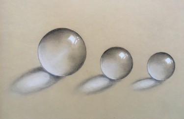 Drawing titled "Boules de cristal" by Olibo, Original Artwork, Pencil