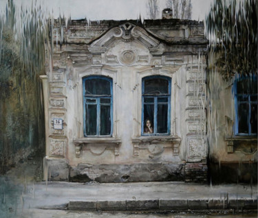 Pittura intitolato "За окном" da Evgenii Olifirenko, Opera d'arte originale, Olio