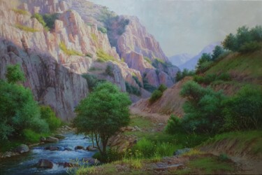 Pintura titulada "На склоне горы" por Olim Mukhammadali, Obra de arte original, Oleo