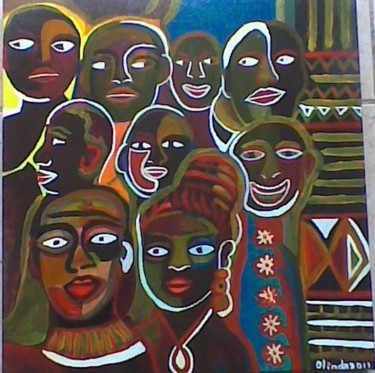 Pintura intitulada "Homenagem a Malanga…" por Olinda Gil, Obras de arte originais