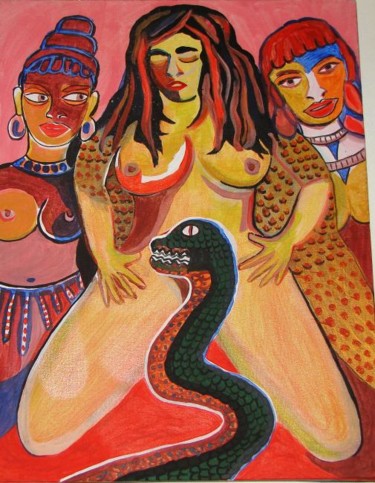 Pintura intitulada "Feiticeira" por Olinda Gil, Obras de arte originais