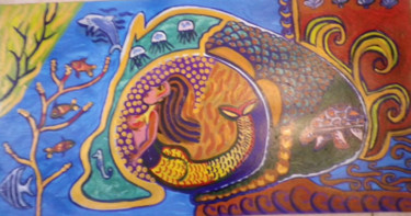Pintura intitulada "Mar dos Açores" por Olinda Gil, Obras de arte originais