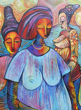 Painting titled "maternity-acrylic-o…" by Olisa Nwadiogbu, Original Artwork, Oil