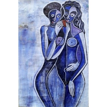 Картина под названием "Adam and eve 2" - Olisa Nwadiogbu, Подлинное произведение искусства, Акрил