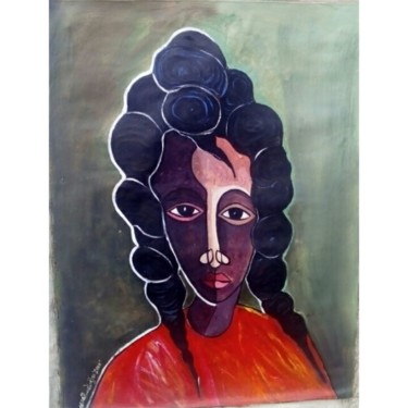 Malerei mit dem Titel "Long Hair" von Olisa Nwadiogbu, Original-Kunstwerk, Acryl