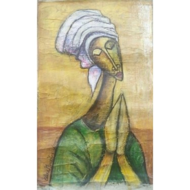 Malerei mit dem Titel "Prayerful Woman" von Olisa Nwadiogbu, Original-Kunstwerk, Acryl