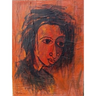 Картина под названием "Red Face" - Olisa Nwadiogbu, Подлинное произведение искусства, Акрил
