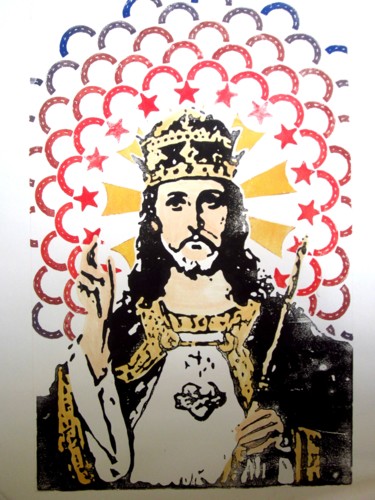 Printmaking titled "jesus2" by Oliv, Original Artwork, Engraving