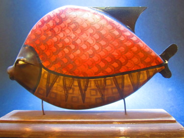 Sculpture intitulée "poisson" par Oliv, Œuvre d'art originale, Techniques mixtes