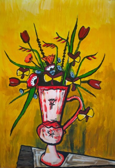 Schilderij getiteld "Colorful Flowers" door Oliver Przemus, Origineel Kunstwerk, Acryl