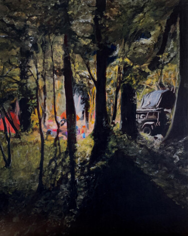 Pittura intitolato "Camp" da Oliver Staeuber, Opera d'arte originale, Olio