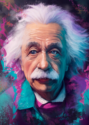 Digital Arts titled "Einstein's Quantum…" by Oliver, Original Artwork, Digital Print