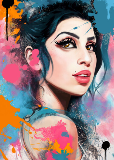 Arte digitale intitolato "Amy Winehouse Echoe…" da Oliver, Opera d'arte originale, Stampa digitale