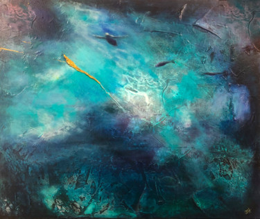 Painting titled "In Great Oceans Deep" by Olivia Alexander, Original Artwork, Acrylic Mounted on Wood Stretcher frame