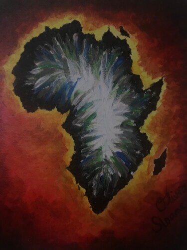 Ζωγραφική με τίτλο "Feu d'Afrique" από Olivia Emélia J Sloane, Αυθεντικά έργα τέχνης, Ακρυλικό