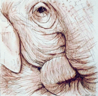Рисунок под названием "elephant-art.jpg" - Ollina, Подлинное произведение искусства, Чернила