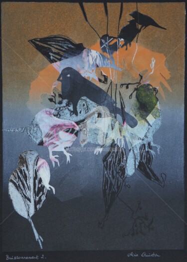 Gravures & estampes intitulée "Buissonnement 2" par Olivia Quintin, Œuvre d'art originale, Gravure