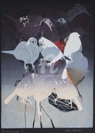 Gravures & estampes intitulée "Buissonnement 8" par Olivia Quintin, Œuvre d'art originale, Gravure