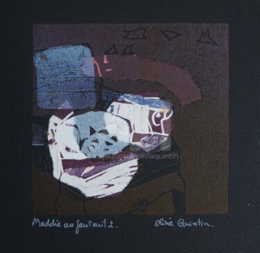 Gravures & estampes intitulée "Maddie au fauteuil 2" par Olivia Quintin, Œuvre d'art originale, Gravure