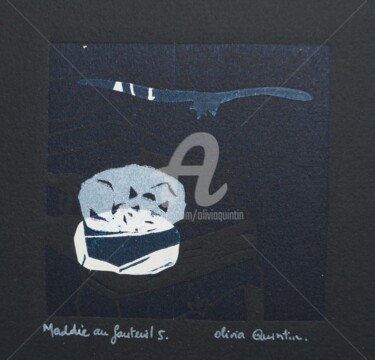 Printmaking titled "Maddie au fauteuil 5" by Olivia Quintin, Original Artwork, Engraving
