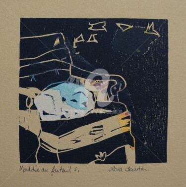 Gravures & estampes intitulée "Maddie au fauteuil 6" par Olivia Quintin, Œuvre d'art originale, Gravure